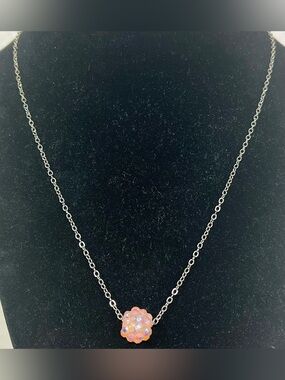 Vintage Y2K Sparkling Pink Cluster Pendant Necklace